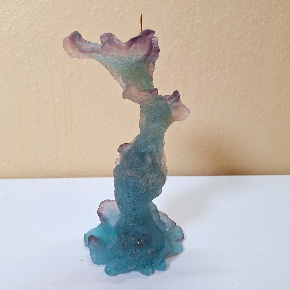 Signed Daum France Bacchus Style Pate De Verre Art Glass Candlestick